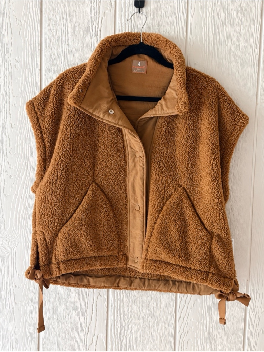 Free People FP Movement Scout It Out Fleece Vest Twig Brown XS NWT